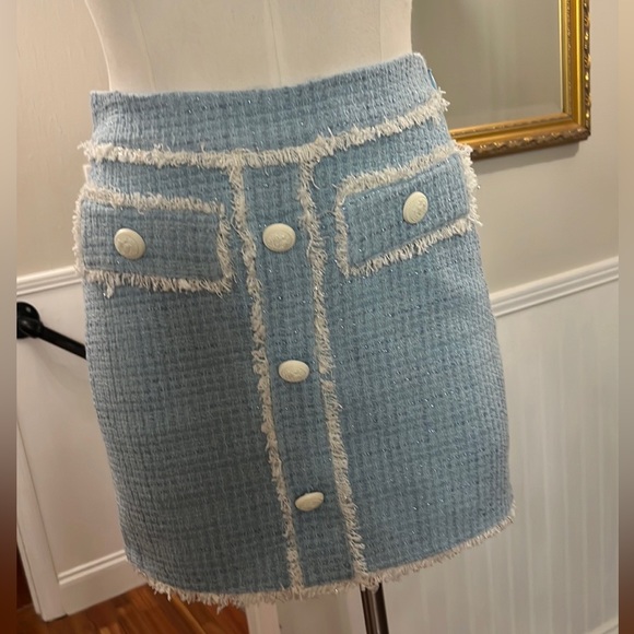 Generation Love Dresses & Skirts - Generation Love Nessa Contrast Tweed Skirt French Blue Cream NWT